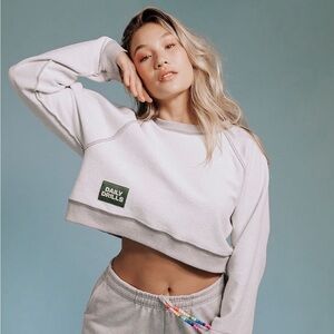 Daily drills grey cropped sweatshirt with beaded shorts
